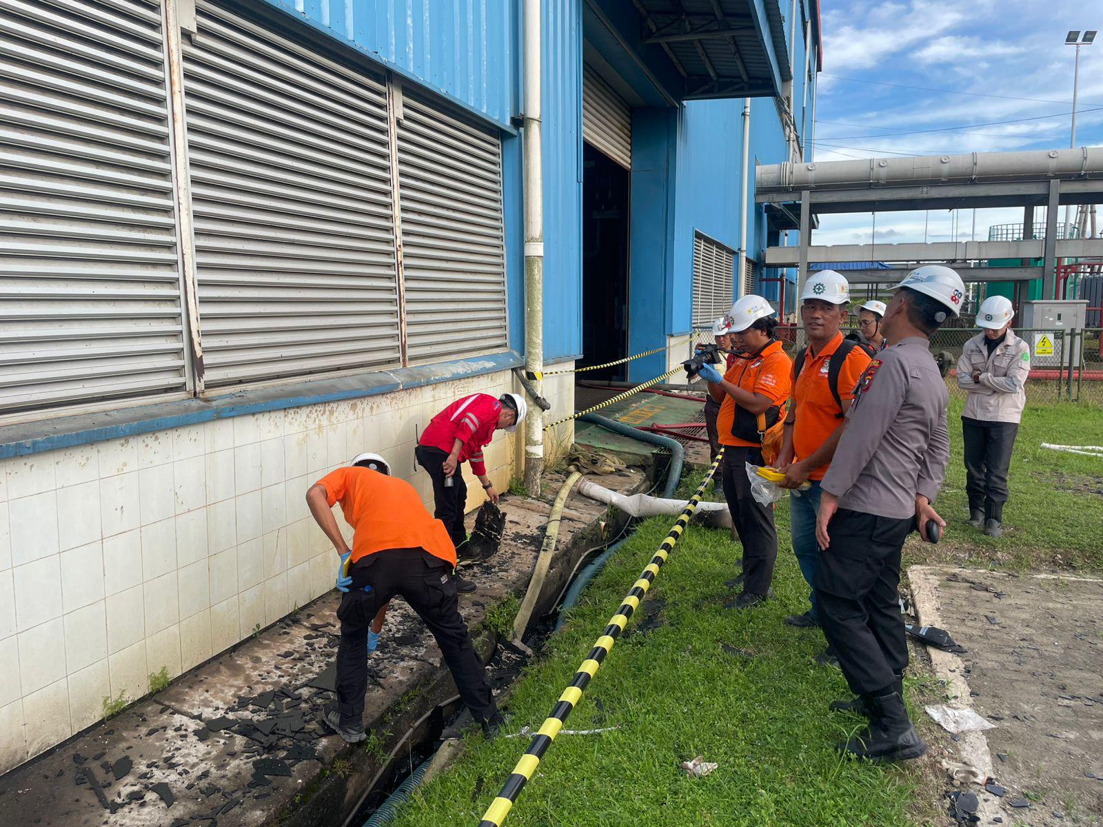 Pihak Kepolisian bersama Tim Kantor Pusat PLN Indonesia Power Lakukan Investigasi awal Tehnis engenering terkait kebakaran di PLTU Labuhan Angin